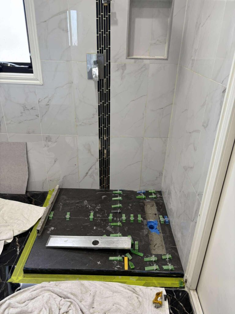 New shower base installed