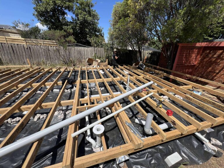 Housecare Plumbing performing a professional plumbing rough-in for a Melbourne home extension.