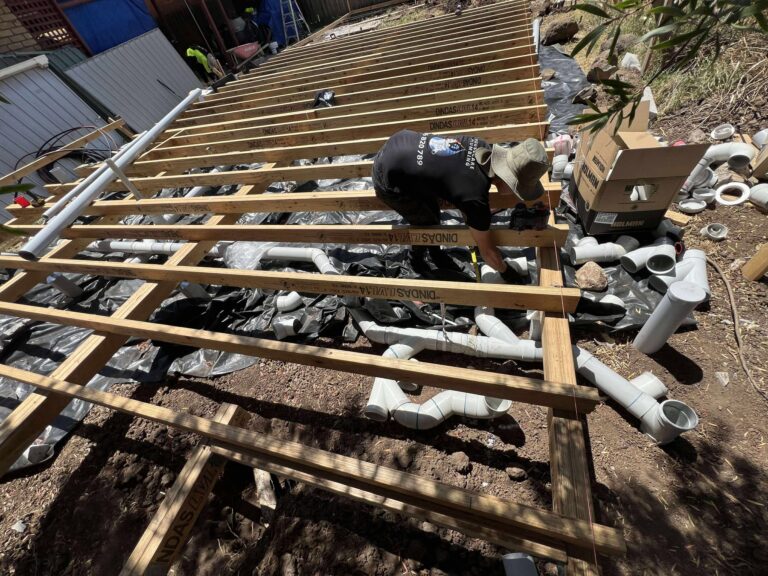 Housecare Plumbing performing a professional plumbing rough-in for a Melbourne home extension.