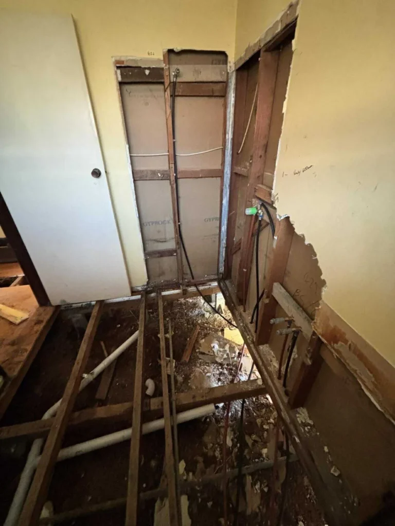 Services Rough-in plumbing and wall framing for bathroom renovation